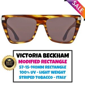 Victoria Beckham Modified Rectangular Sunglasses STRIPED TOBACCO